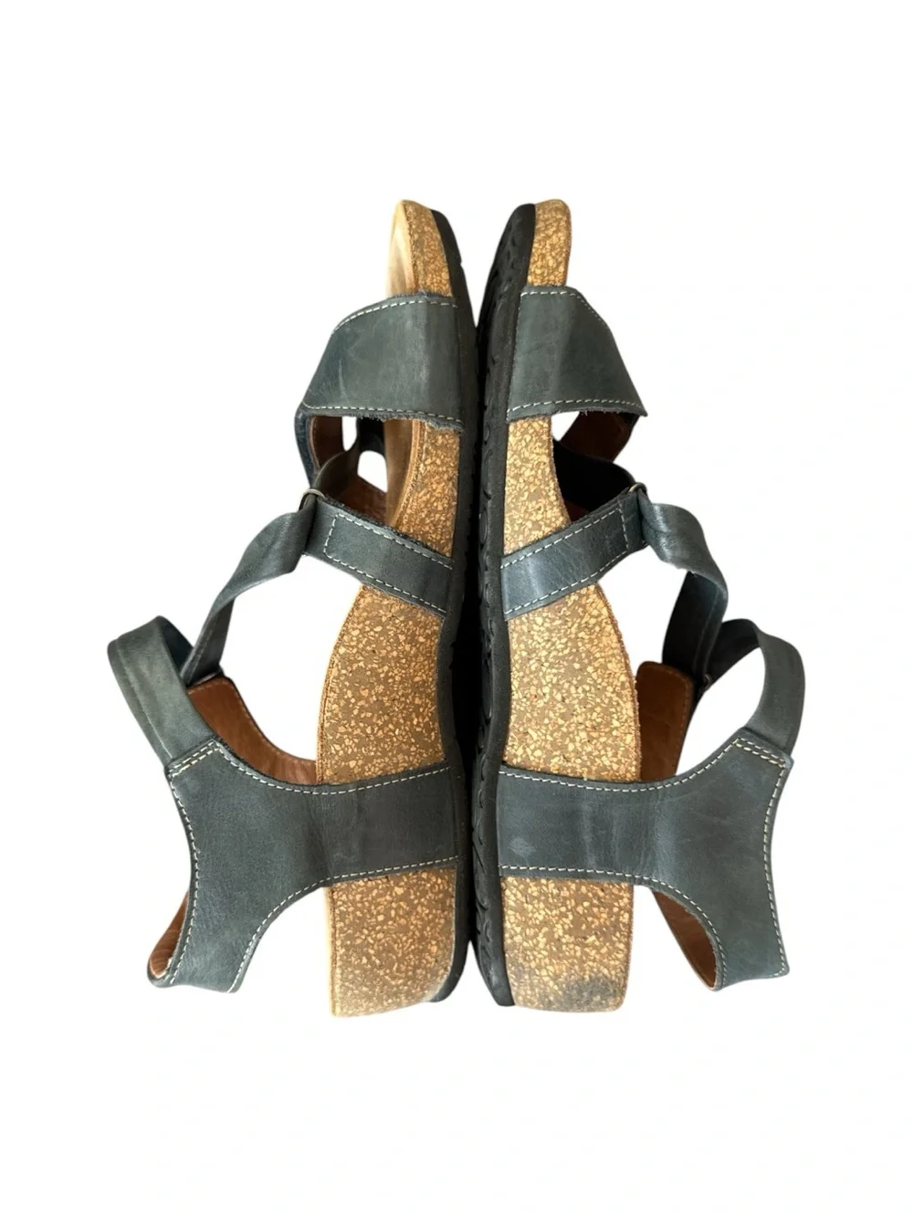 Taos Universe Leather Comfort Sandals Blue Gray Size 9-9.5 / EU 40